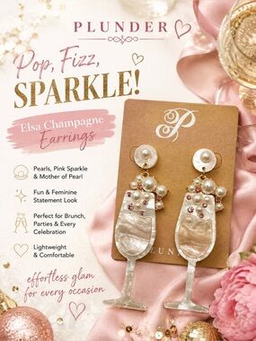 Pink Pearl & Rose Cocktail Glass
Drop Earrings New